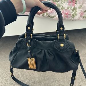 Marc By Marc Jacobs Black Leather Satchel with Gold Hardware